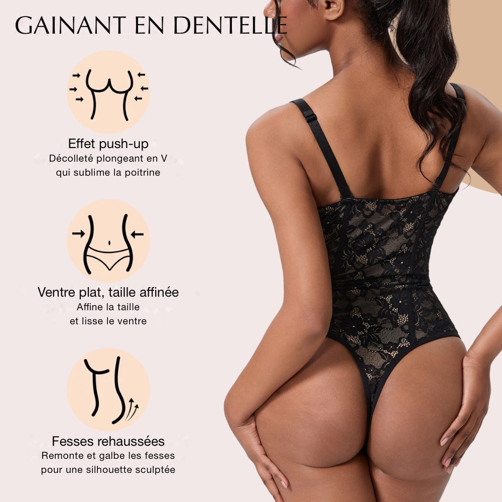Body gainant dentelle : effet push-up, ventre plat, fesses rehaussées